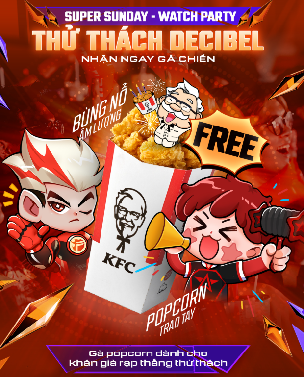 THỬ THÁCH DECIBEL - NHẬN NGAY GÀ CHIẾN POPCORN TẠI SUPER SUNDAY 15 ga chien popcorn